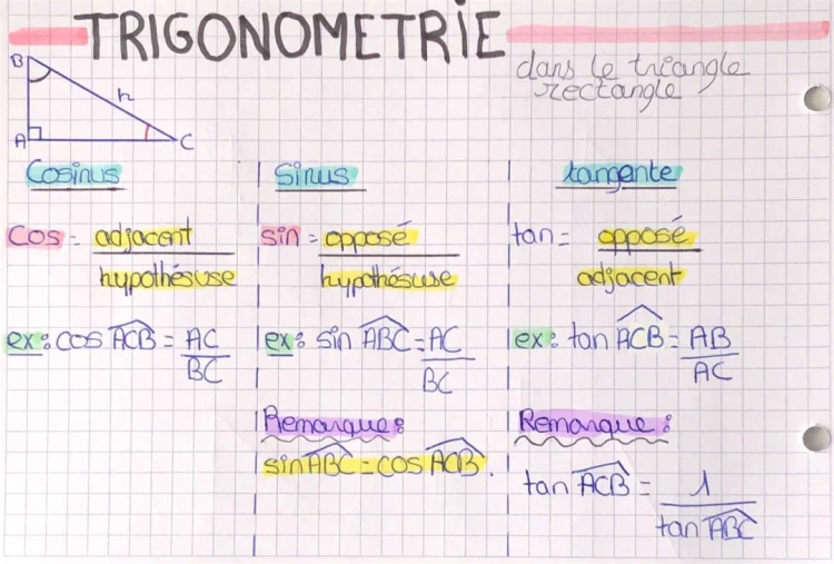 La trigonométrie 3 eme 