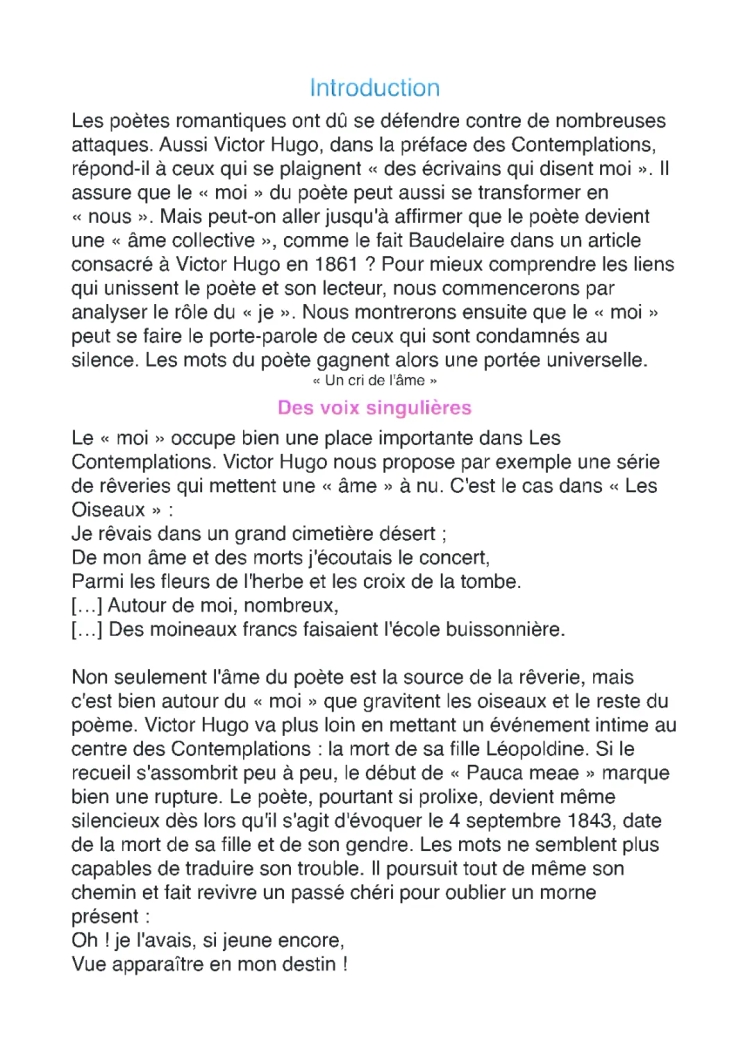 Dissertation Victor Hugo PDF - Les Contemplations : Résumé et Analyse