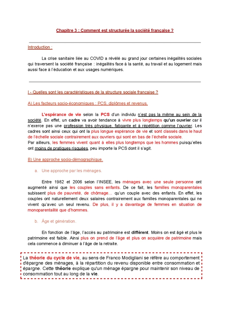 Chapitre 3 : Comment est structurée la société française ?