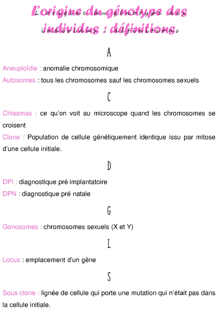 l'origine du génotype des individus : definition 