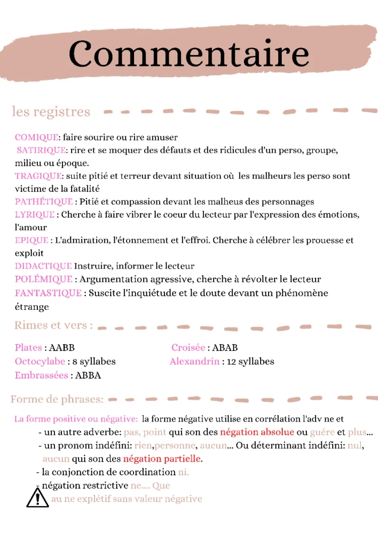 Fiche révision commentaire