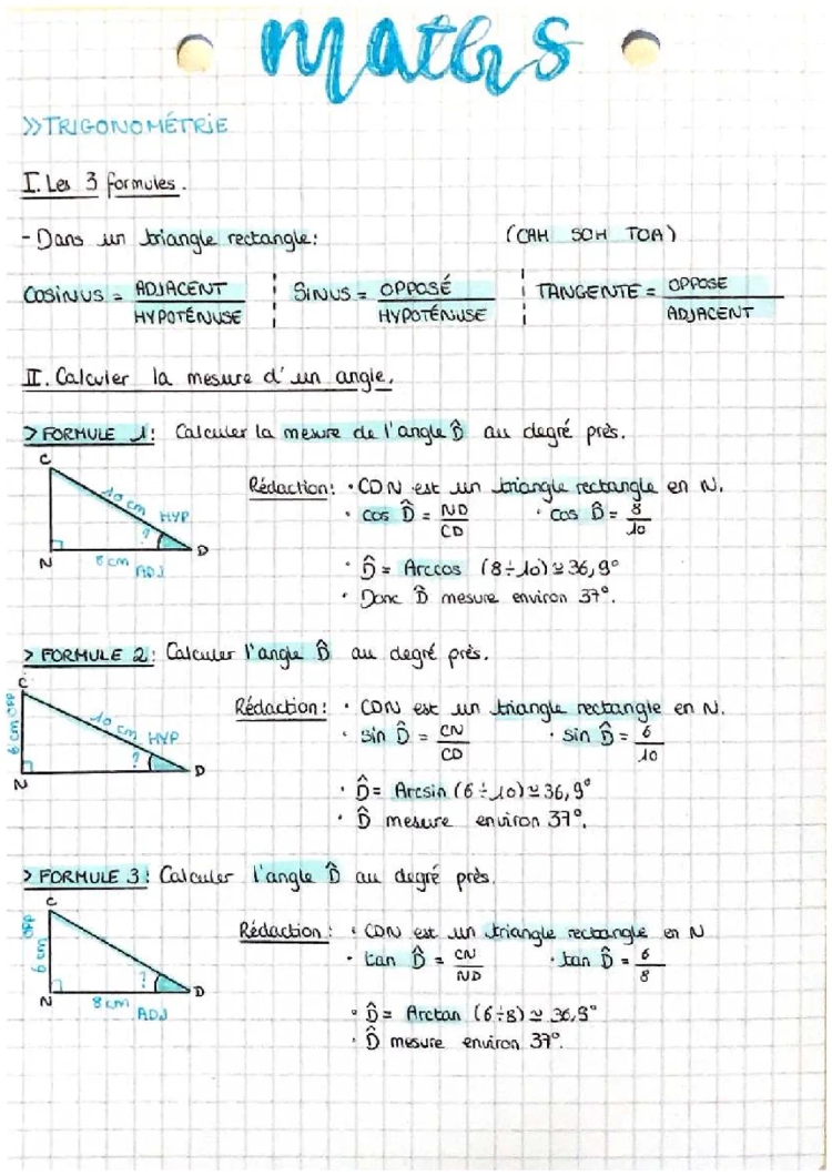 Comment Calculer un Angle et une Longueur en Trigonométrie - Formules et Exercices