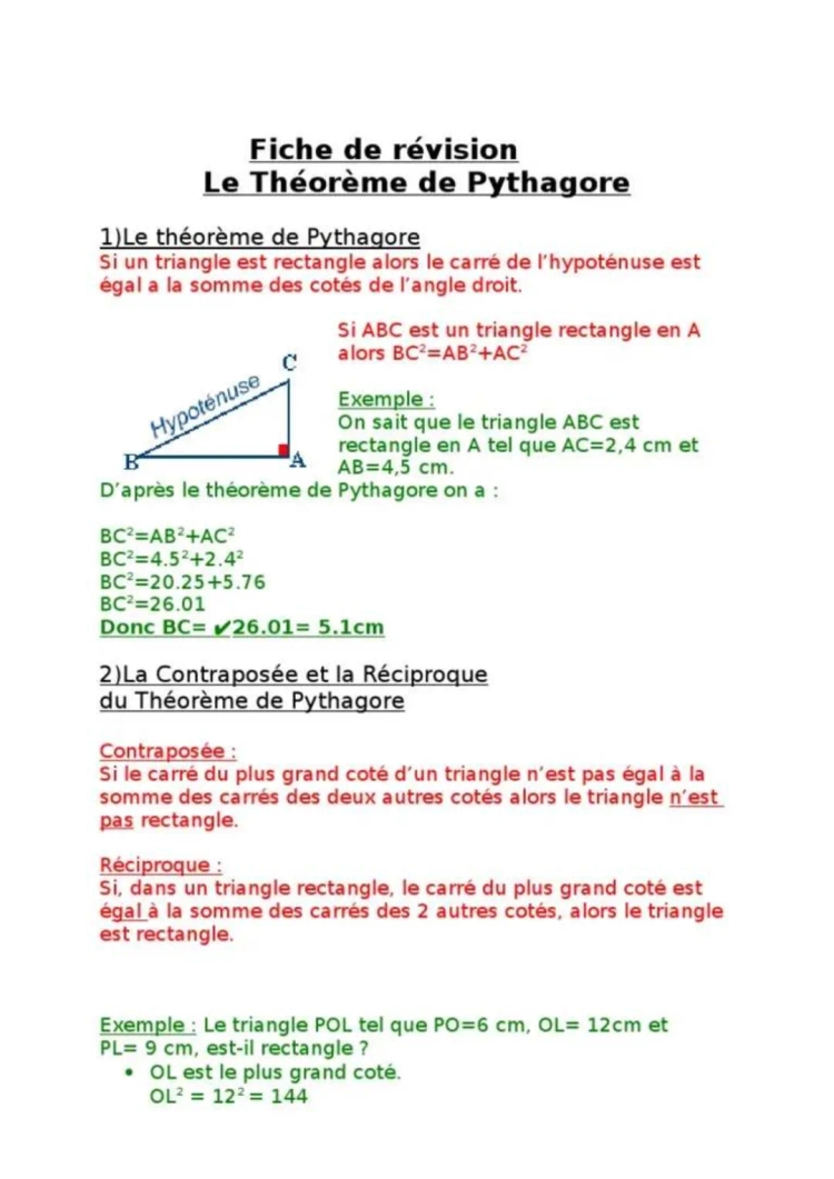 Théorème de Pythagore