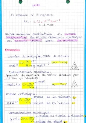 Calcul de Concentration Massique et Molaire + Quantité de Matière