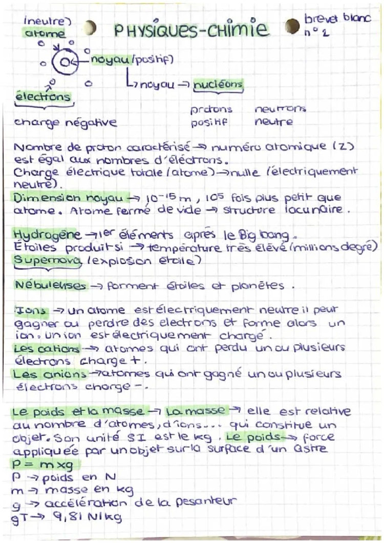 Physique-Chimie Brevet Blanc 2024: Sujets et Corrigés PDF