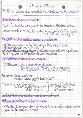 De la structure des entités à la cohésion et à la solubilité 