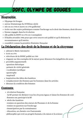 fiche dissertation sur la DDFC, O DeGouges