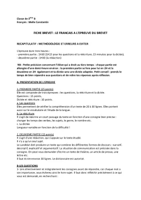 Méthodologie pour le Brevet Français 2024: Sujets et Corrigés PDFs