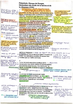 Déclaration des droits de la femme et de la citoyenne : Fiche de lecture et Analyse linéaire