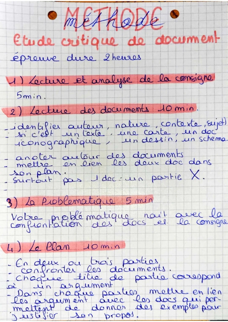 Méthodologie Etude critique de documents 