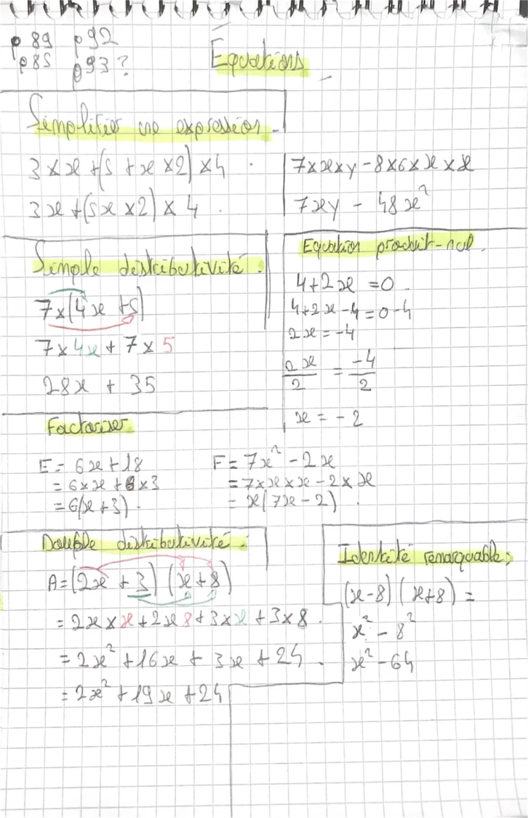 fiche brevet blanc les Equations