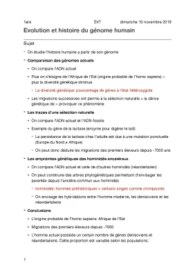 L'histoire humaine dans le génome - Exercice SVT et Révisions