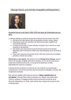 Exposé PDF sur George Sand : Engagement Politique et Social, Combats Féministes et Plus