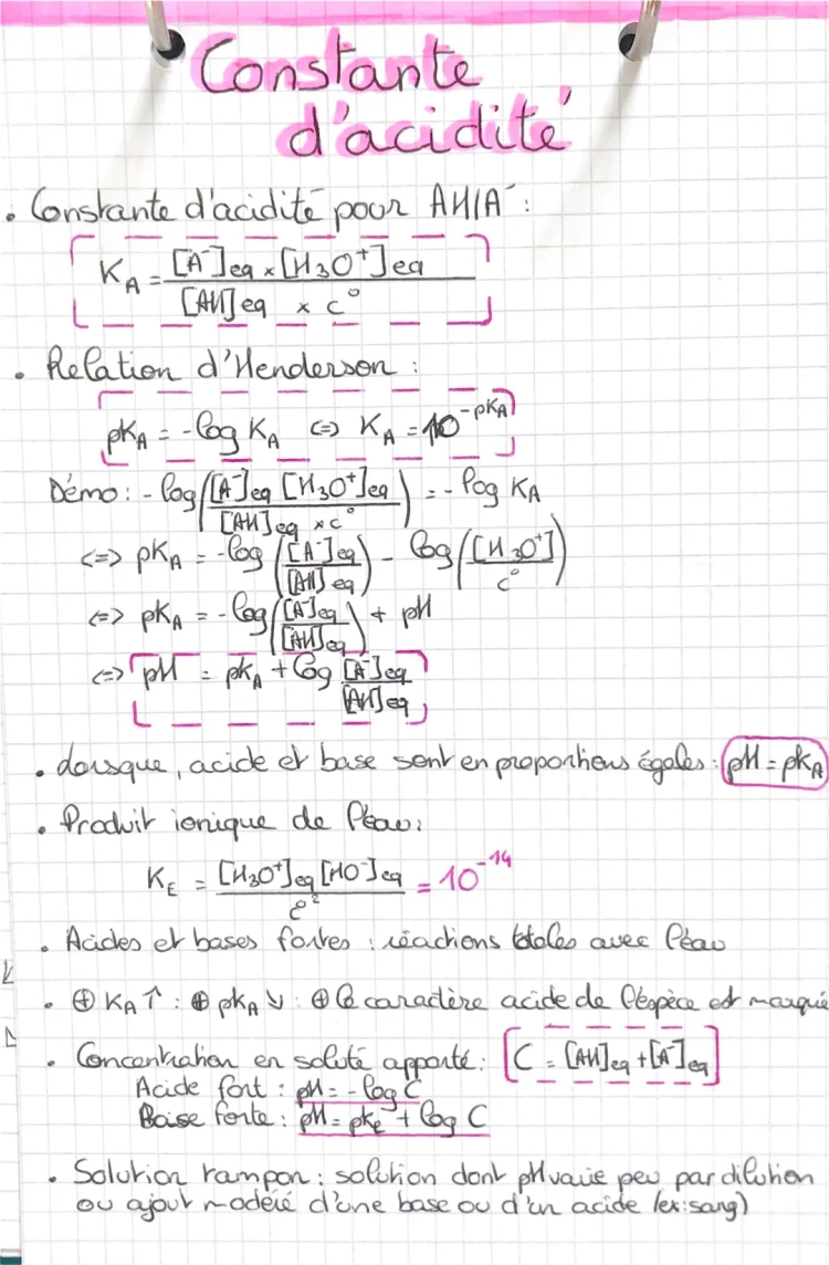 Constante d'Acidité et Relation d'Henderson Chimie Facile