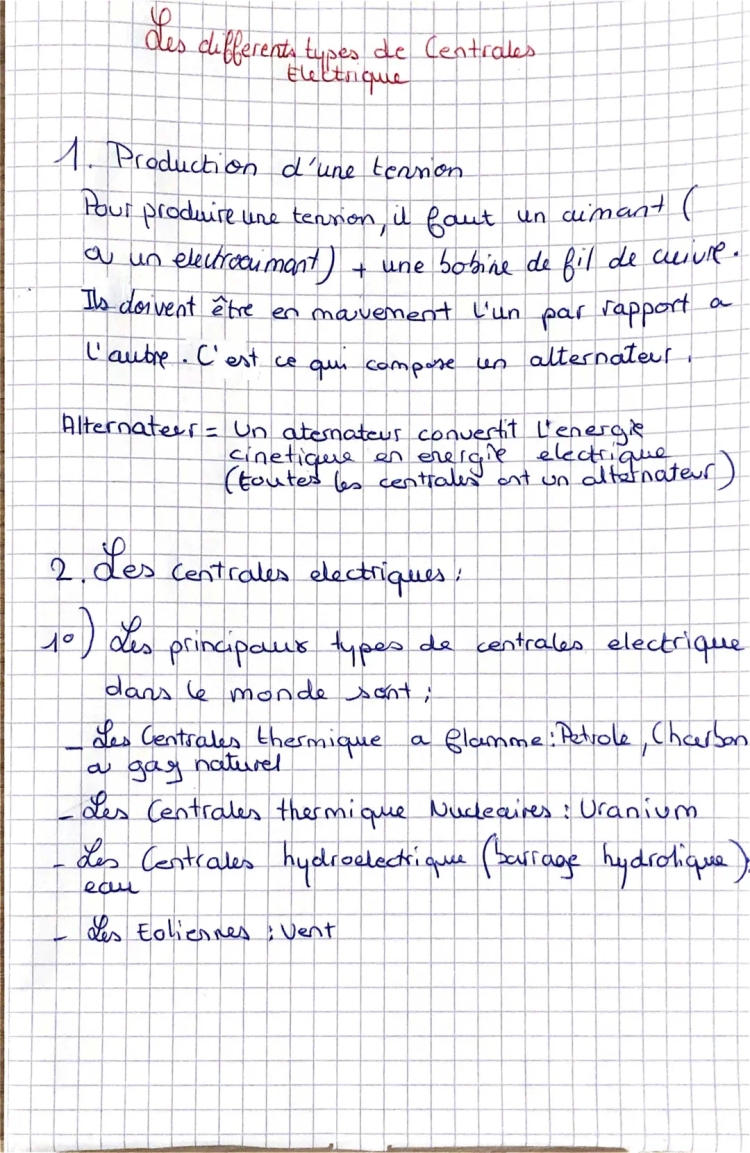 Les différents types de centrales Elctrique