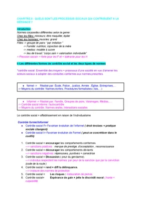 Chapitre 8: Processus sociaux et déviance - Exemples et définitions