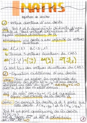 Comment trouver le vecteur directeur et l'équation cartésienne d'une droite