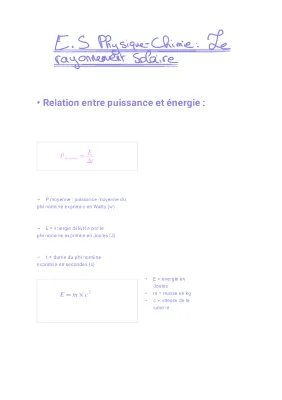 Le Rayonnement Solaire - 1ère Enseignement Scientifique PDF Exercice Corrigé