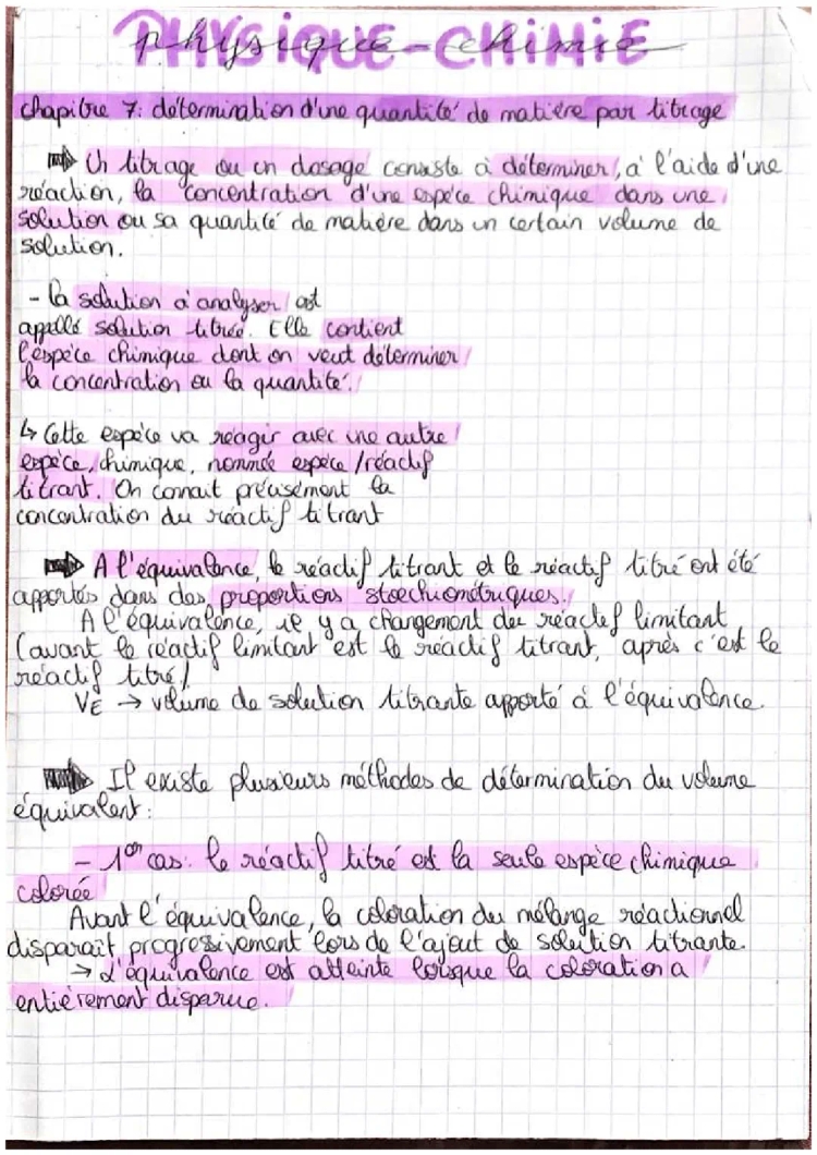 Détermination d’une quantité de matière par titrage 