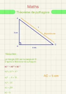 Exercice Pythagore Brevet : Fiche de Révision 4ème et 3ème