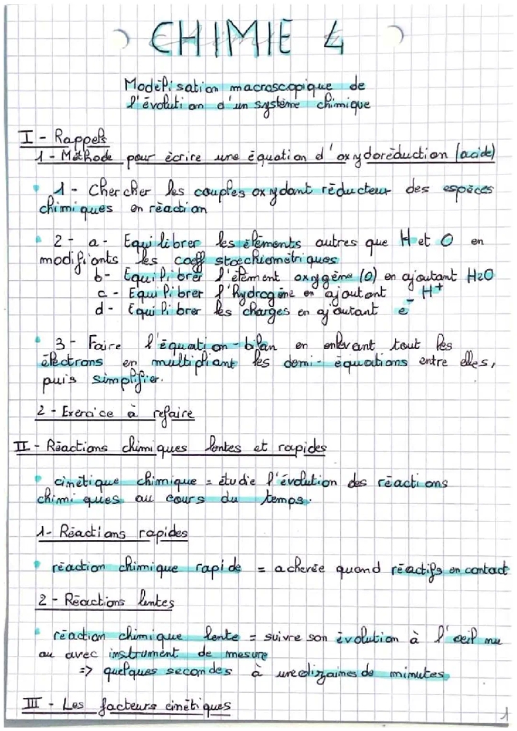 Modélisation macroscopique de l’évolution d’un système chimique 