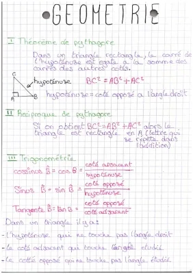 Théorème de pythagore , réciproque de pythagore et trigonométrie 