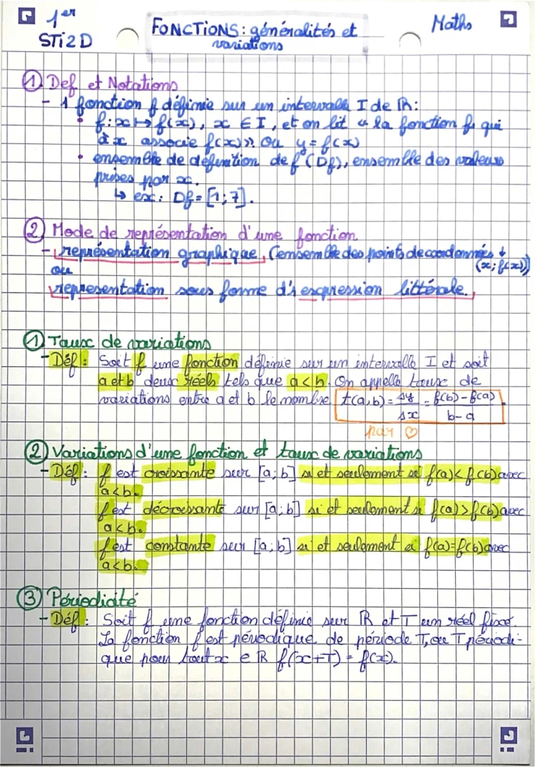 Fonctions : Généralités et Variations