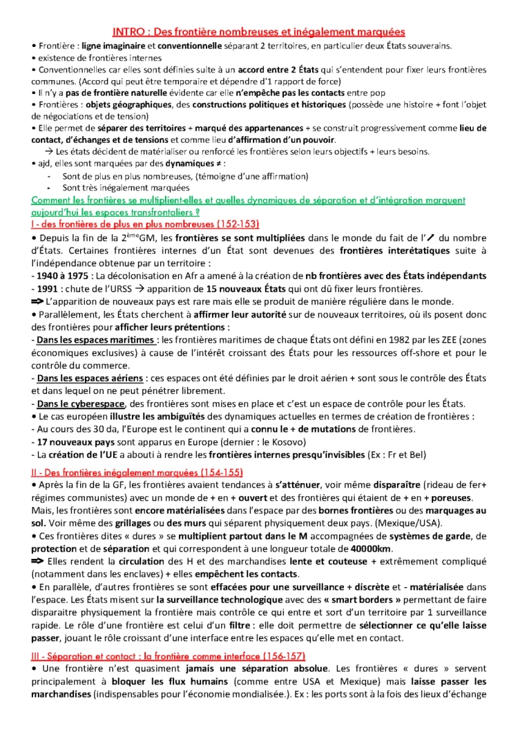 Résumé Bac - Guerre Froide et Décolonisation : HGGSP Frontières et Territoires