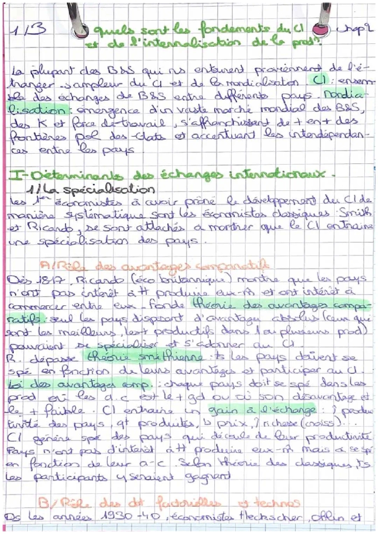 Les Fondements du Commerce International SES Terminale PDF - Avantages Comparatifs et Intra-Branche