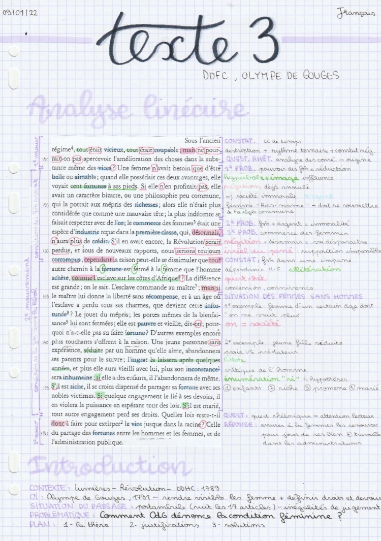 Analyse linéaire texte 3