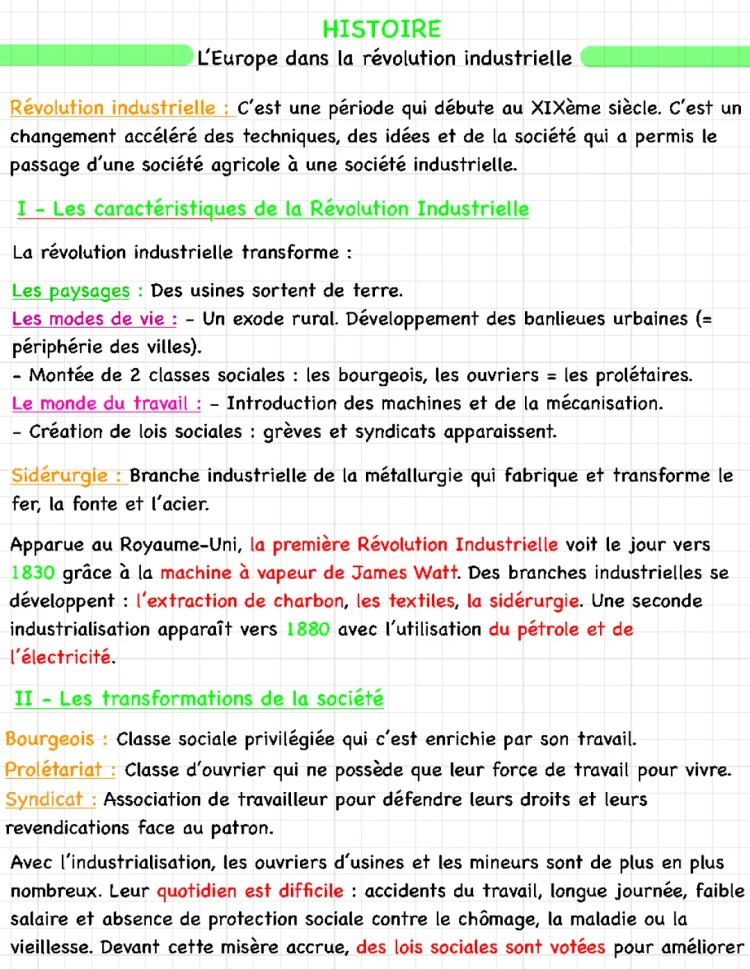 La Révolution Industrielle en Europe au 19ème siècle