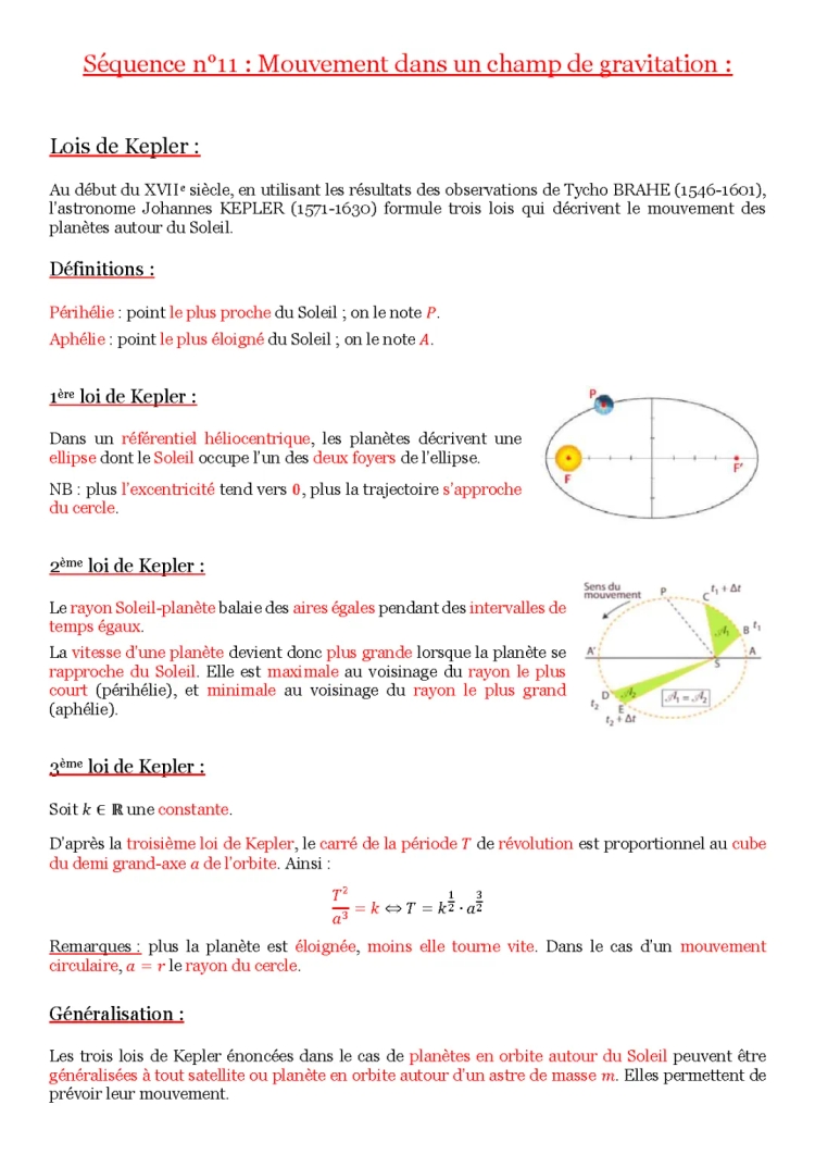 Mouvement dans un champ de gravitation