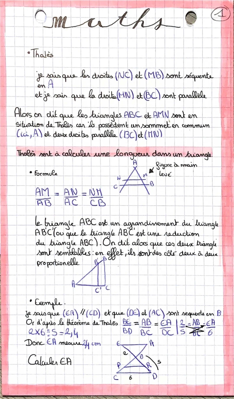 Les Théorèmes de Pythagore et Thalès : Application, Exemples et Exercices