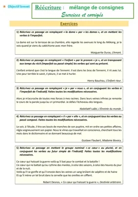 Réécriture : Mélange de consignes (exercices et corrigés)