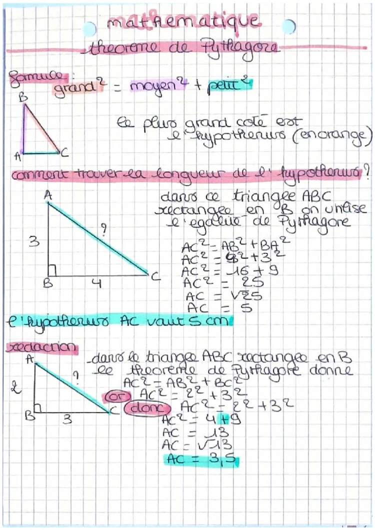 Comment expliquer simplement le théorème de Pythagore en 4ème