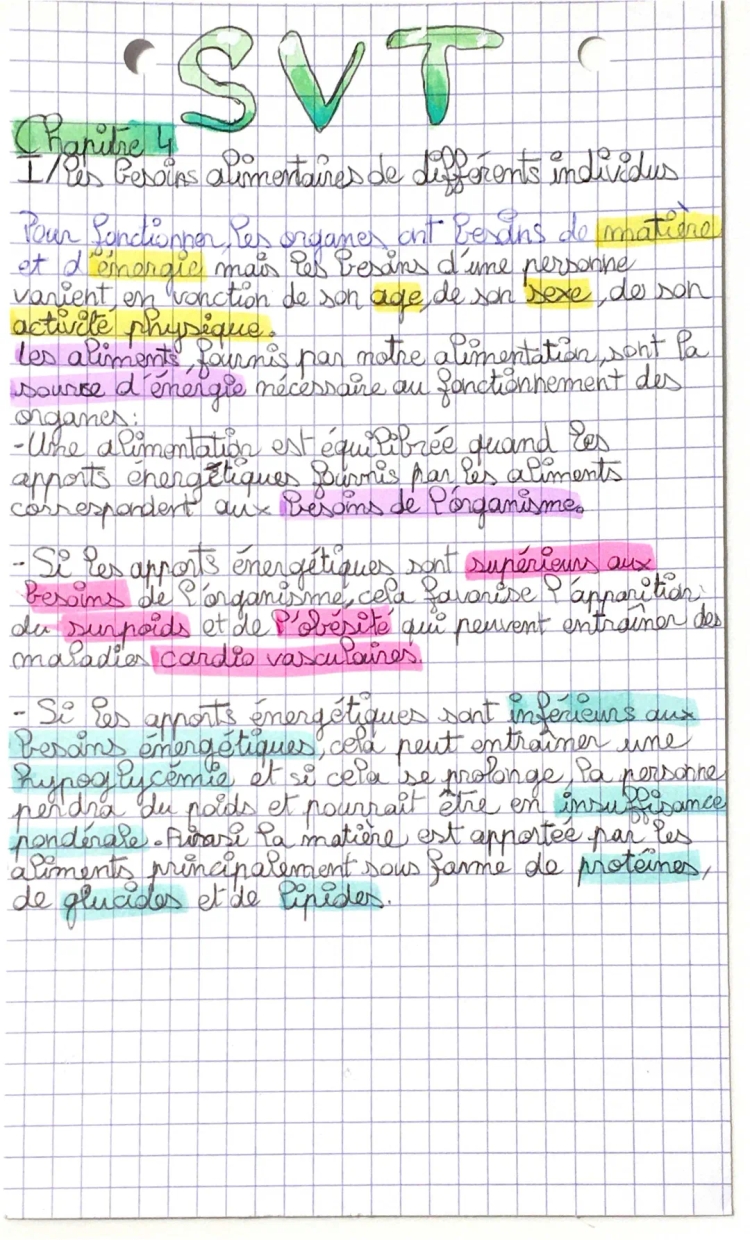 Besoins alimentaires et alimentation équilibrée selon l'âge - PDF et tableaux