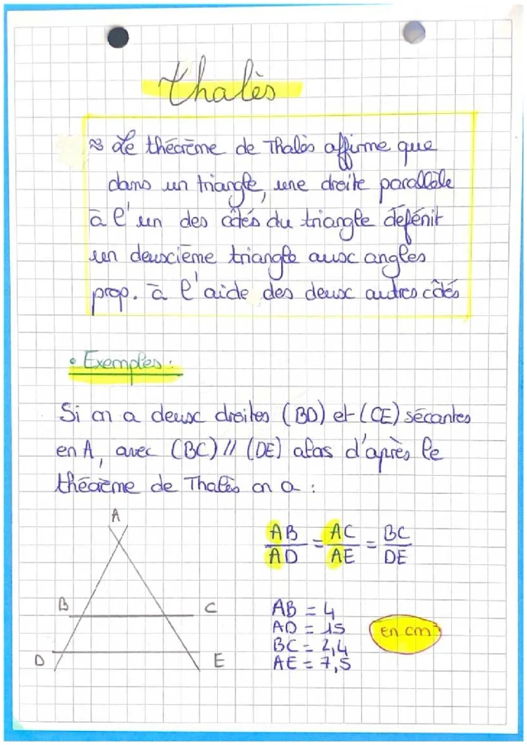 Thalès, réciproque et contraposée.