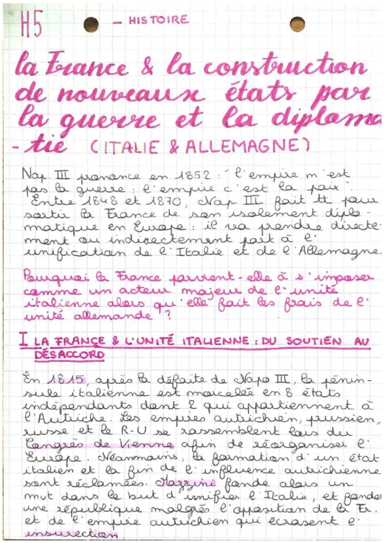 Histoire : la France et la construction de nouveaux états 