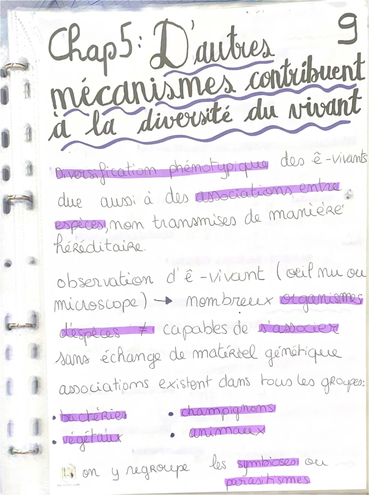 d’autres mécanismes contribuent à la diversité du vivant pas à l’écrit 