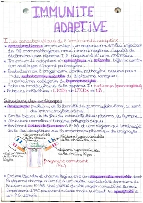 Résumé sur l'Immunité Adaptative et Système Immunitaire - Exemples et Schémas