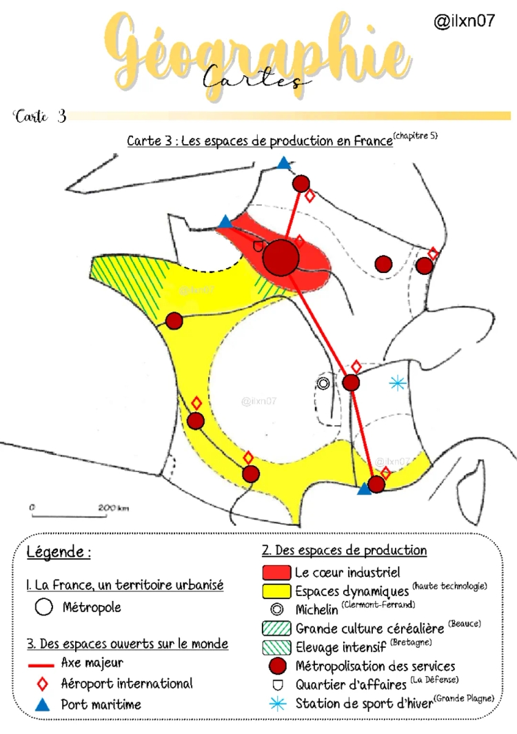 GEOGRAPHIE carte de France : Les espaces de production en France 