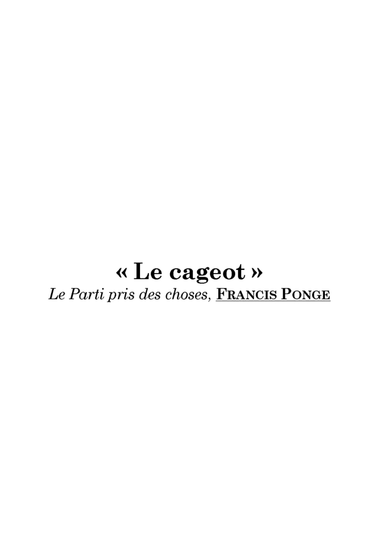 Le Cageot de Francis Ponge | Texte, Résumé et Analyse Linéaire