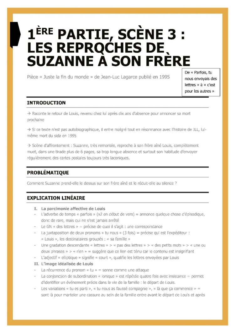 Analyse linéaire juste la fin du monde partie 1 scène 3