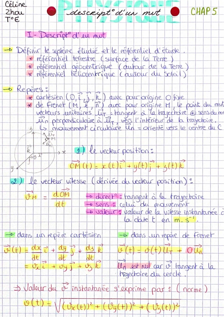 Chapitre 5 : Description d’un mouvement 