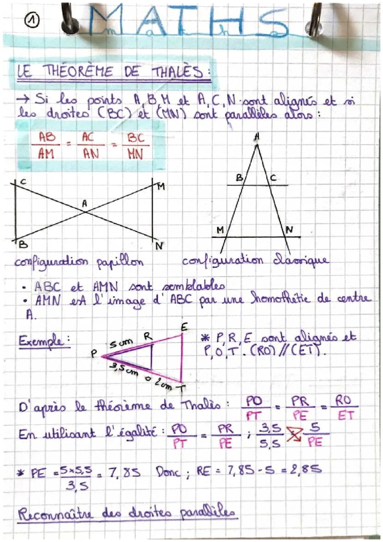 Le théorème de Thalès