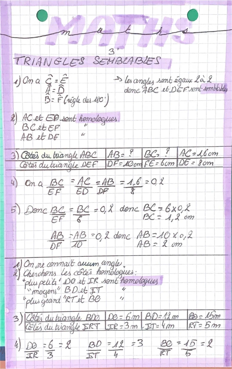 les triangles semblables 