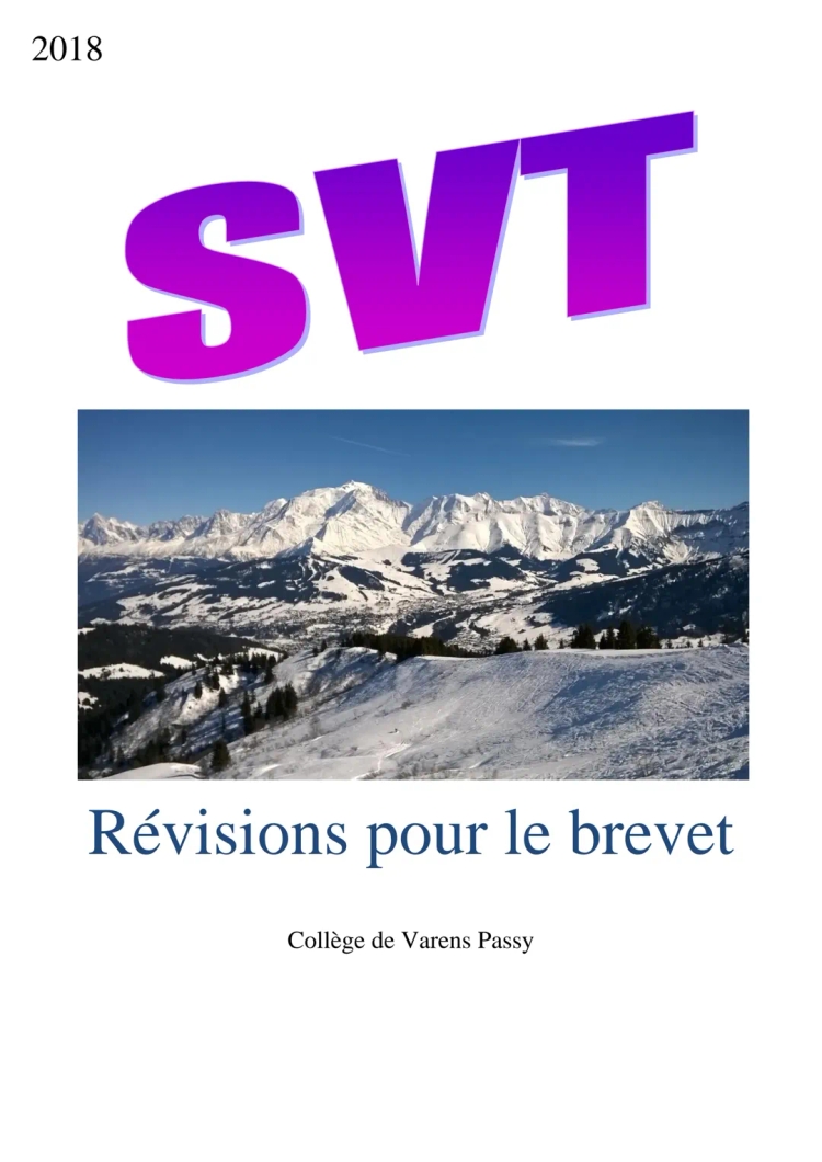 Fiche Révision SVT 3ème PDF - Programme Brevet 2023-2024