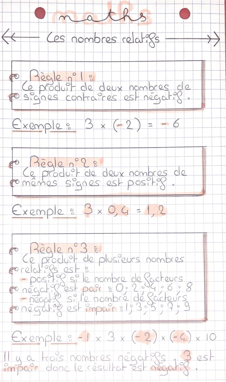 Multiplication et Division des Nombres Relatifs : Exercices Corrigés pour la 5ème