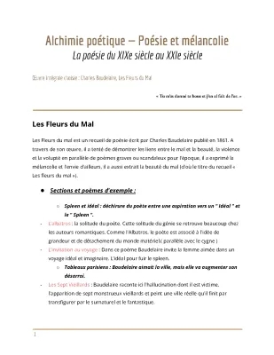 Les Fleurs du Mal : Résumé par Chapitre et Poème, Thèmes et Analyse