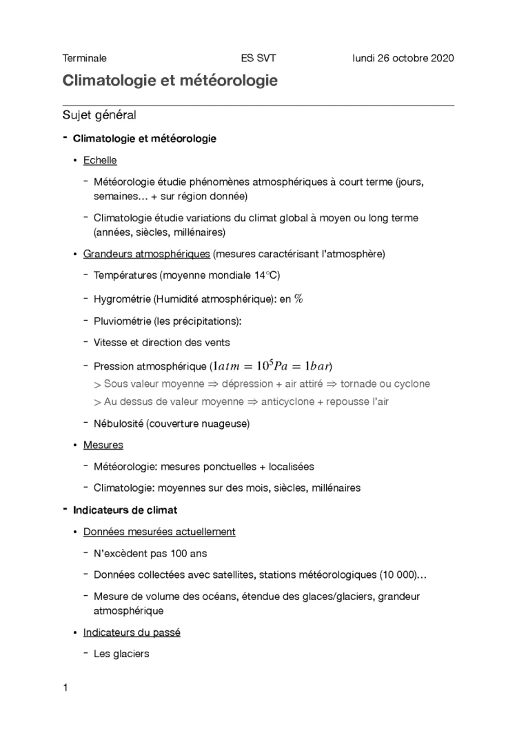 Climatologie et meteorologie